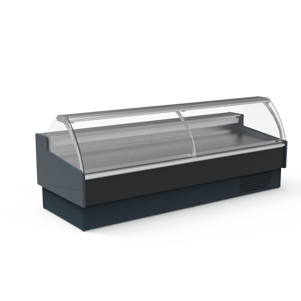Vitrine réfrigérée avec vitre relevable prof 1200 - Vitre bombée - Longueur 3185 - Avec réserve