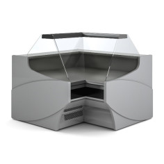 Vitrine d'angle pour gamme fond plat - Vitrage bas - Angle extérieur
