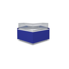 Vitrine d'angle pour gamme fond plat - Vitrage bas - Angle intérieur