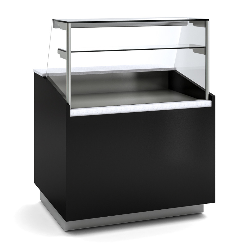 Vitrine fond plat - Vitrage haut - 1 étagère - Colonnes - Longueur 1025