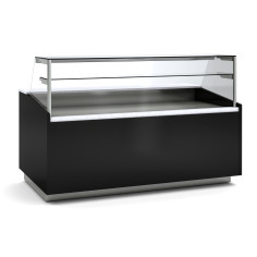 Vitrine fond plat - Vitrage haut - 1 étagère - Colonnes - Longueur 1985