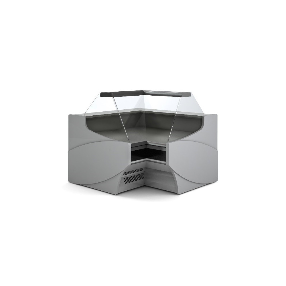 Vitrine d'angle pour gamme fond plat - Vitrage haut - Angle extérieur
