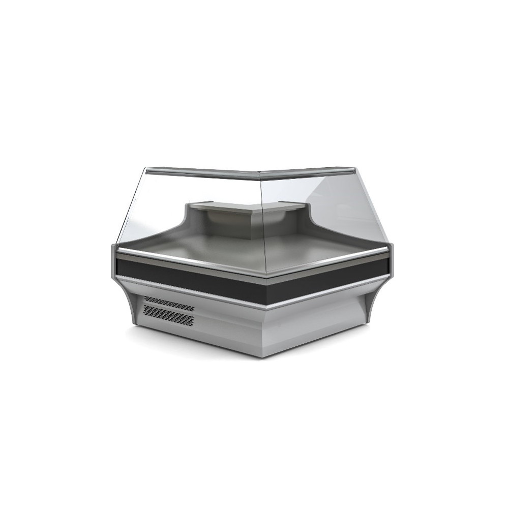 Vitrine d'angle pour gamme fond plat - Vitrage haut - Angle intérieur