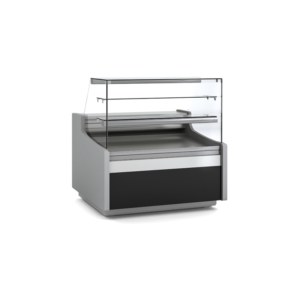 Vitrine horizontale pâtissière prof 960 - Façade droite - 2 étagères - Longueur 1265