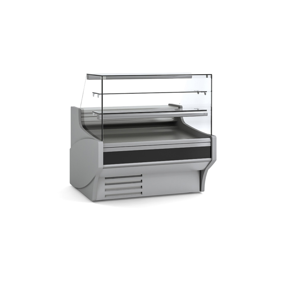 Vitrine horizontale pâtissière prof 940 - Vitre double droite - 2 étagères - Longueur 1265