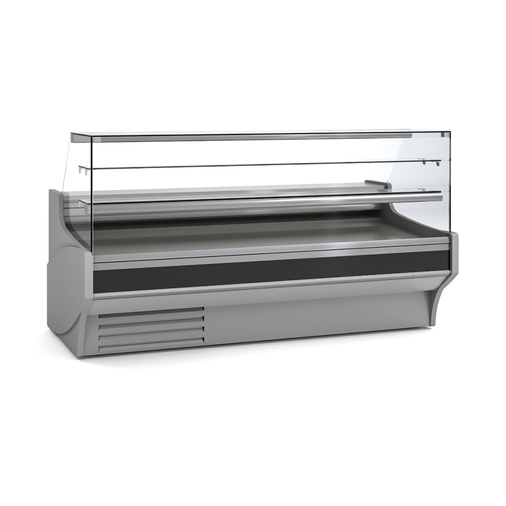 Vitrine horizontale pâtissière prof 940 - Vitre double droite - 2 étagères - Longueur 1985