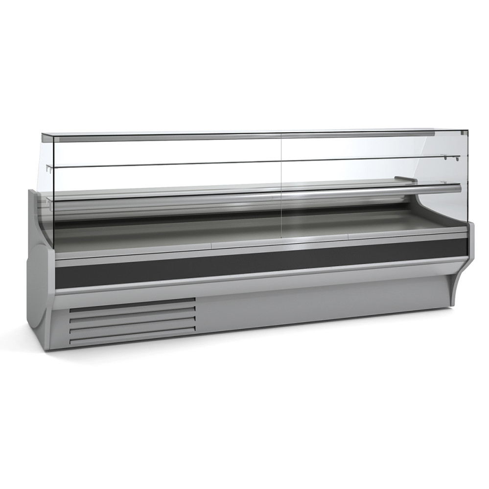Vitrine horizontale pâtissière prof 940 - Vitre double droite - 2 étagères - Longueur 2465