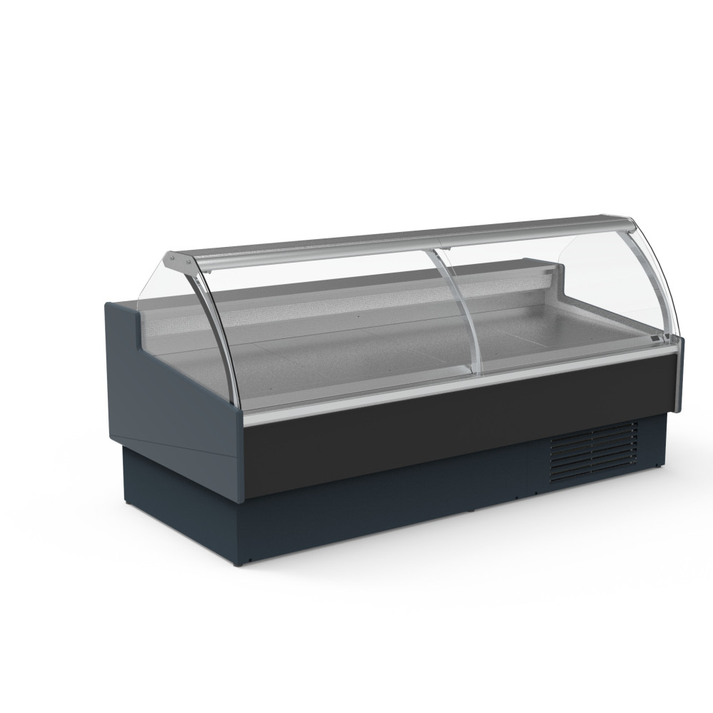 Vitrine réfrigérée avec vitre relevable prof 1200 - Sans réserve - Vitre bombée - Longueur 2560