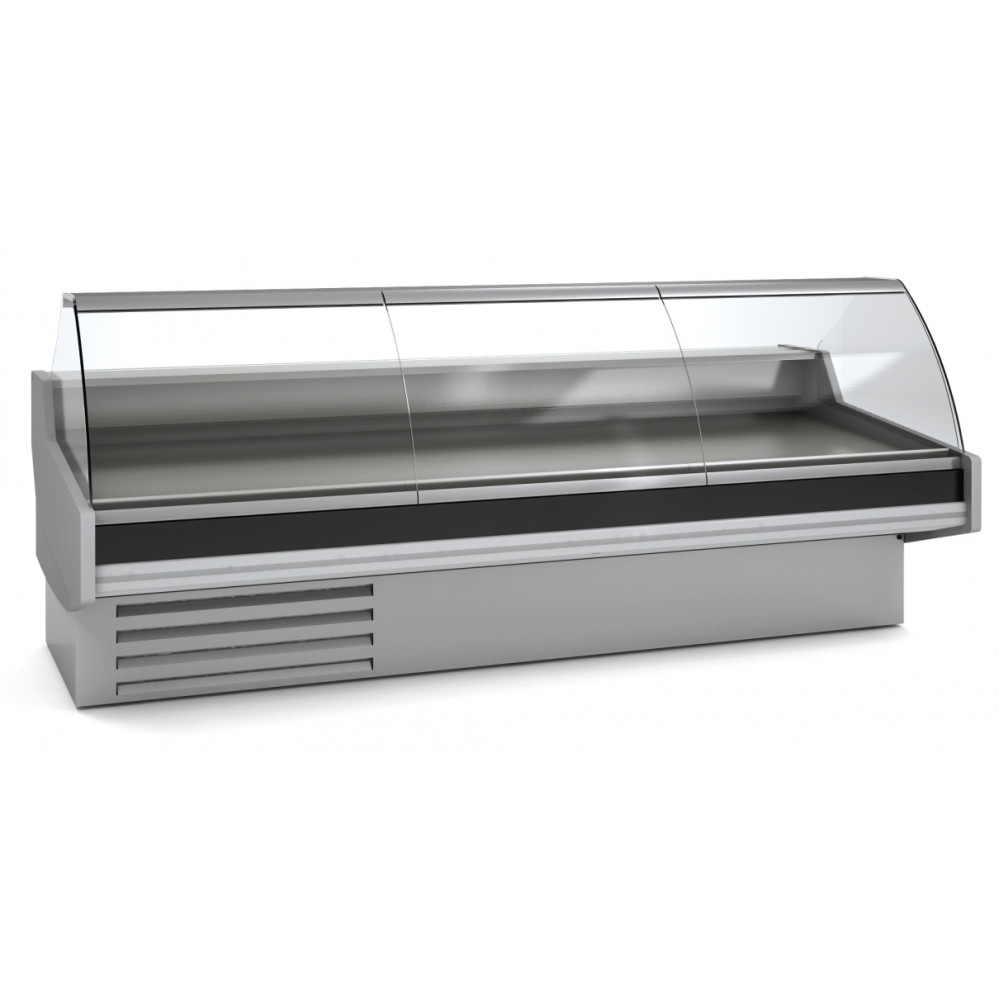 Vitrine réfrigérée avec vitre relevable prof 1200 - Sans réserve - Vitre bombée - Longueur 3810