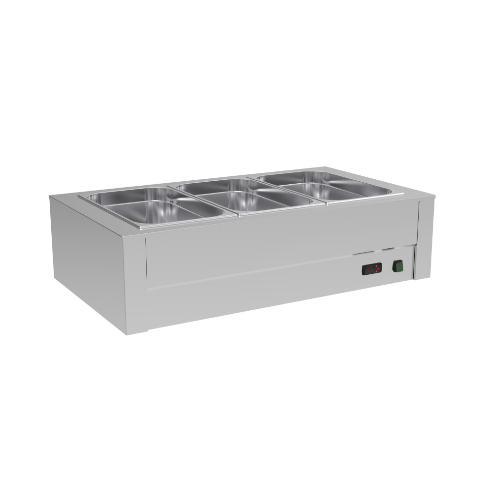Bain-marie de table sec - Capacité 3 bacs GN1/1 prof. 100