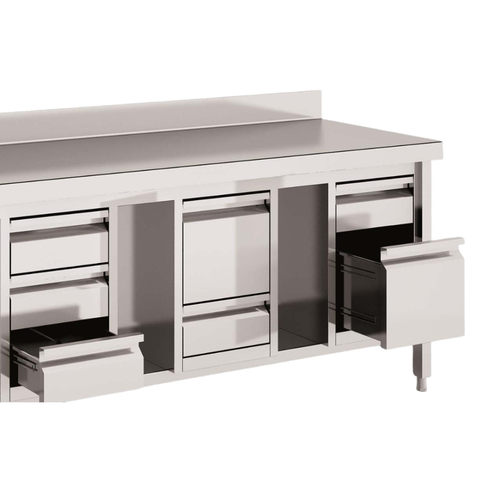 Module de 2 tiroirs pour table inox
