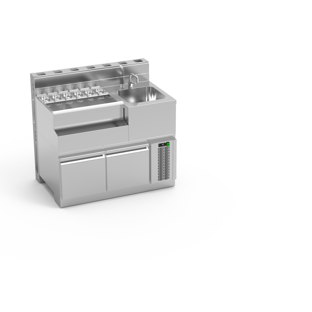 Bar Lynx module réfrigéré avec évier à droite - Longueur 1600 mm