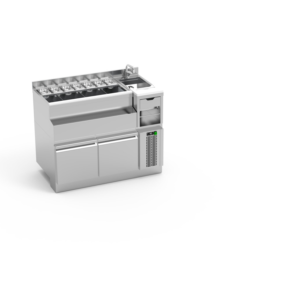 Bar Lynx module réfrigéré mixologie avec évier à droite - Longueur 1600 mm