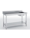 Table de chef avec bac à droite série 600 - Avec étagère - 1800 x 600