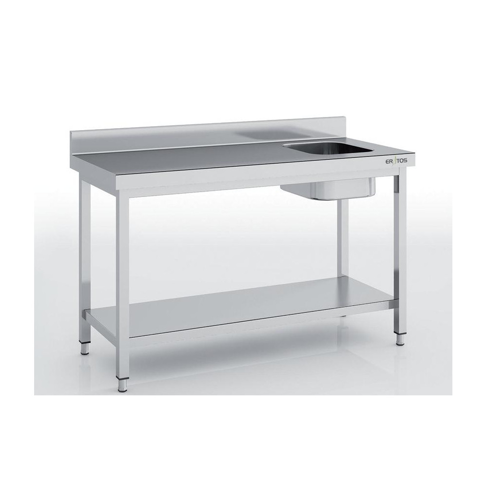 Table de chef avec bac à droite série 700 - Avec étagère - 1000 x 700