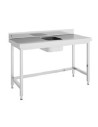 Table de chef avec bac central série 700 - 1300 x 700