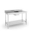 Table de chef avec bac central série 700 - Avec étagère - 2000 x 700