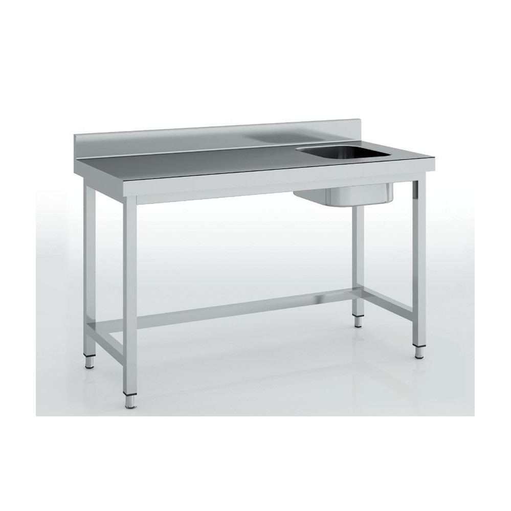 Table de chef avec bac à droite série 700 - 2200 x 700