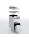 Meuble neutre en inox - 2 tiroirs - Prof 700 - Sans dosseret