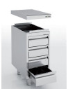 Meuble neutre en inox - 4 tiroirs - Prof 600 - Sans dosseret