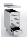 Meuble neutre en inox - 4 tiroirs - Prof 600 - Avec dosseret