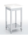Billot sur pied avec étagère - Dessus en polyéthylène blanc épaisseur 100mm - 500 x 500