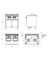 Cuiseur à pâtes à gaz 25l + 25l série 600 sur placard