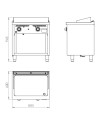Fry-top s/600  acier rectifié 800 sur placard