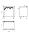 Fry-top s/600 chromée 800  sur placard