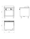 Fry-top 750  acier rectifié 800 sur placard