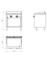 Fry top électrique 800 sur placard 600 rectifié