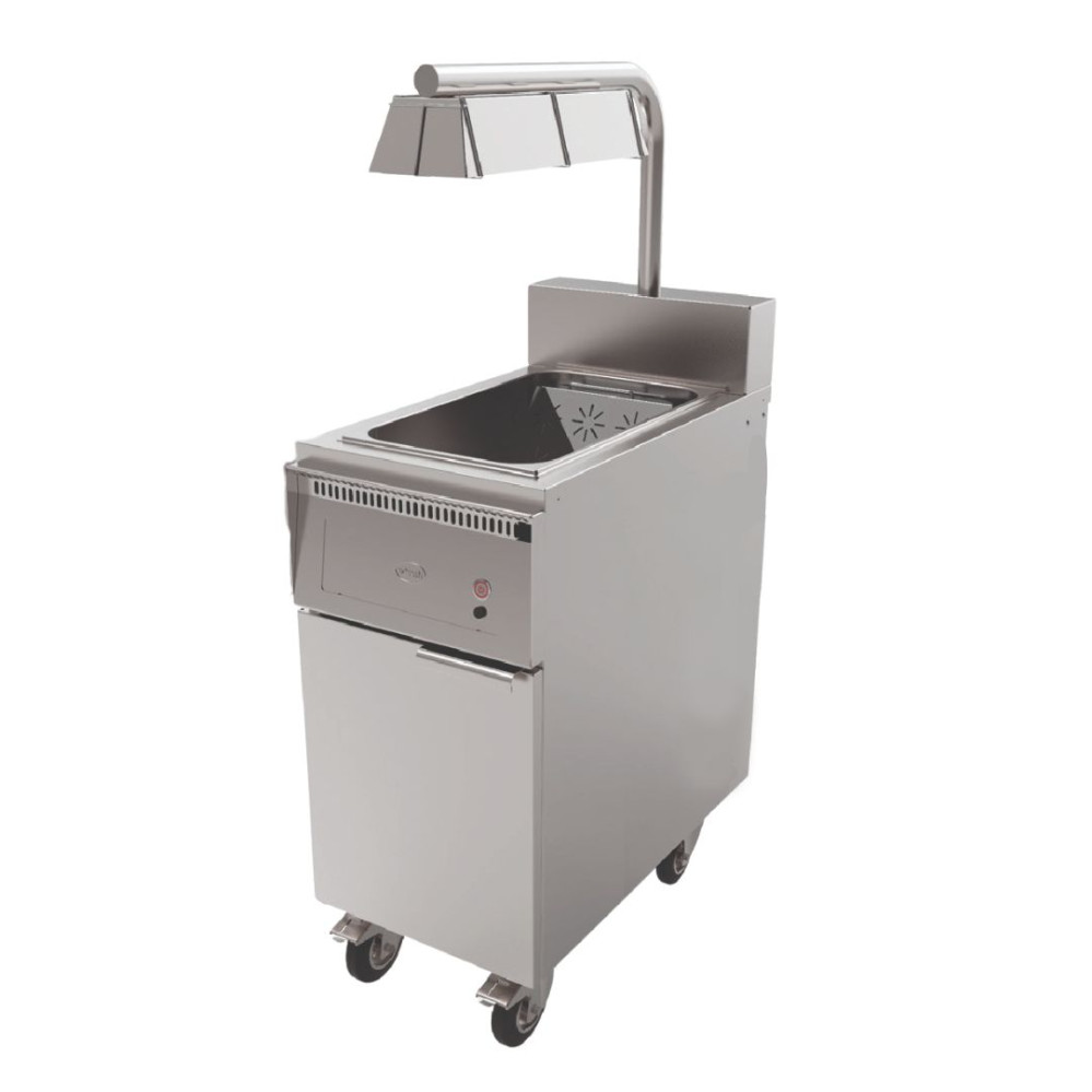 Poste de salage sur roulette avec lampe chauffante pour friteuse électrique Série 800