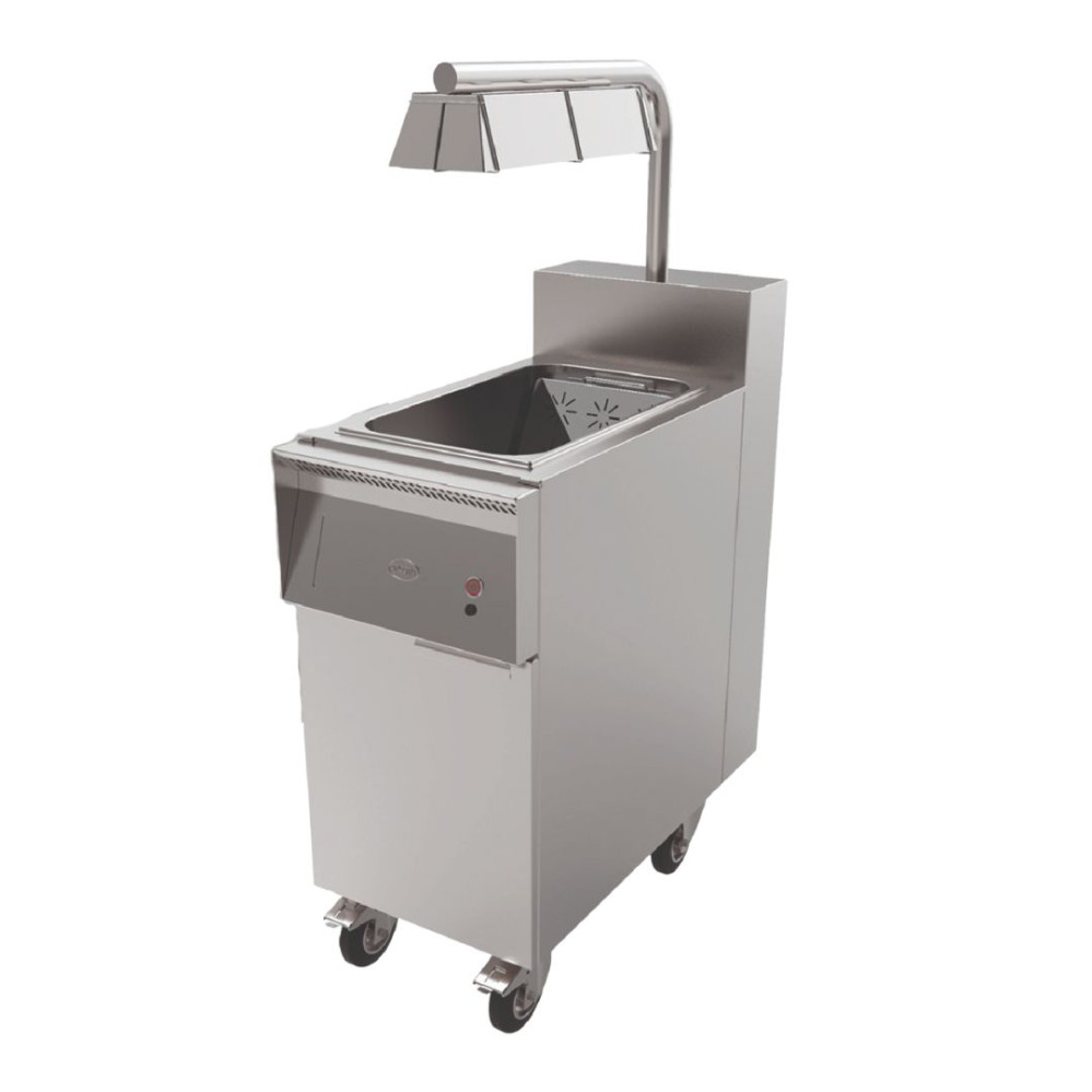 Poste de salage sur roulette avec lampe chauffante pour friteuse électrique Série 700