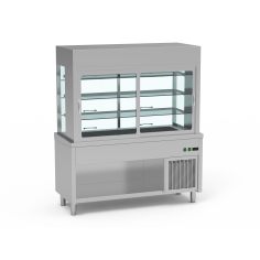 Meuble avec cuve + vitrine réfrigérée 3 niveaux