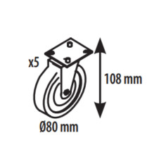 Kit de 5 roulettes diamètre 80 mm pour armoire 2 portes Coreco