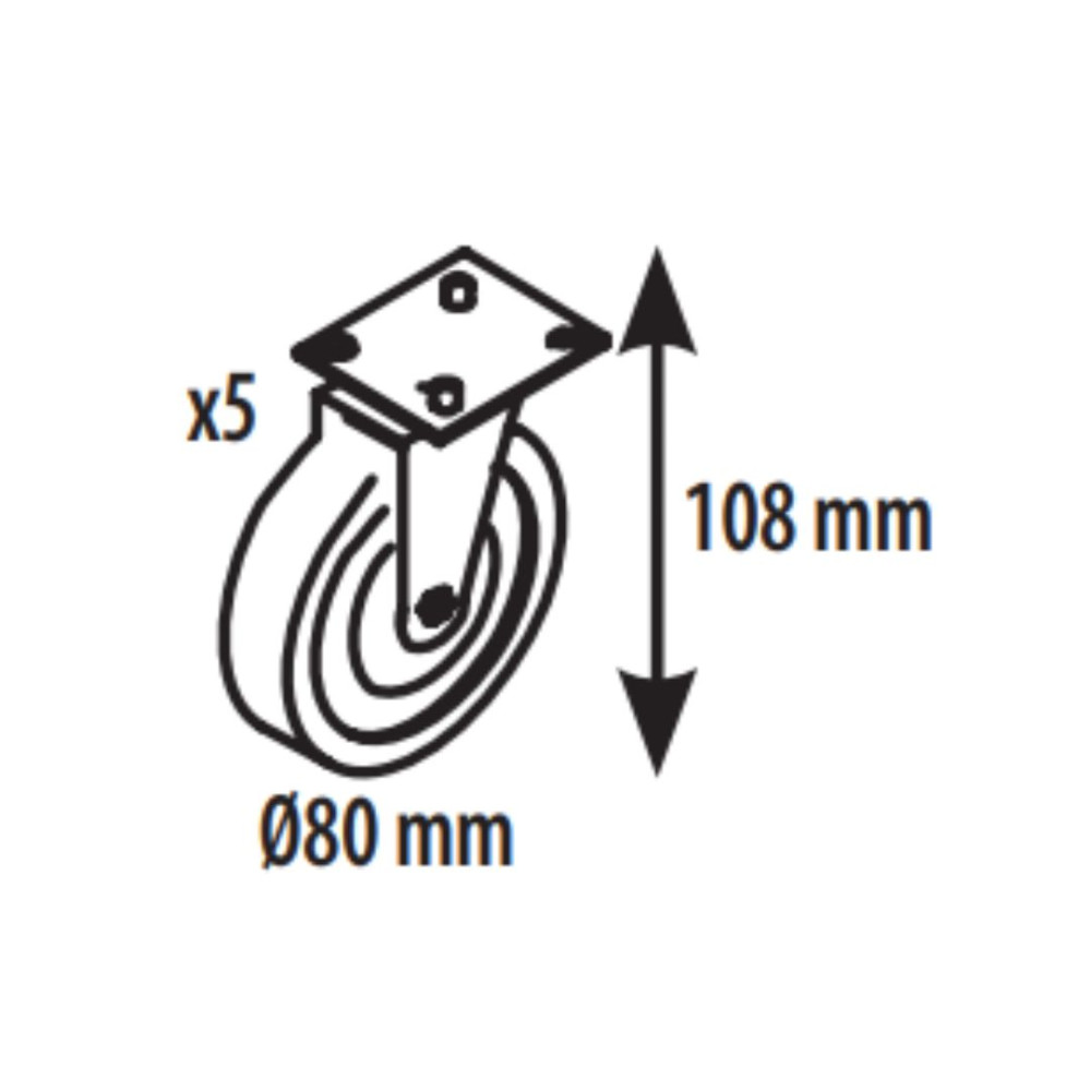 Kit de 5 roulettes diamètre 80 mm pour armoire 2 portes Coreco