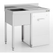 Plonge lave-vaisselle intégré série 600  + 2 bacs + 1 égouttoir à droite - 1800 x 600