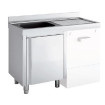 Meuble plonge lave-vaisselle intégré série 600 + 2 bacs + 1 égouttoir à gauche - 1800 x 600