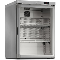 Mini armoire porte vitrée - température positive (+1/+8°C) - Extérieur inox - Volume : 122L,