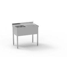 Plonge standard série 600  + 1 bac + 1 égouttoir à droite - 1000 x 600