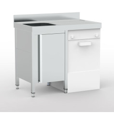 Meuble plonge lave-vaisselle intégré série 700 + 1 bac + 1 égouttoir à droite - 1200 x 700