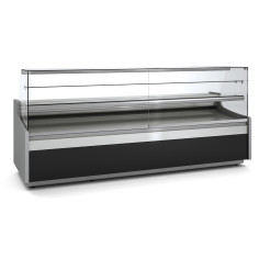 Vitrine horizontale pâtissière prof 960 - Façade droite - 2 étagères - Longueur 2945