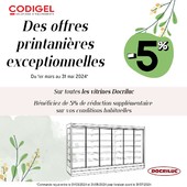 LA PROMO VITRINES CONTINUE !!
🎉Remise printanière exceptionnelle !!! 🎉

C’est le moment de vous équiper grâce à notre large choix de vitrines,
Codigel met en place une réduction de 5% sur plus de 1800 vitrines @docriluc.es du 1er mars 2024 au 31 mai 2024. 🔥

Pour plus de renseignement rapprochez-vous de votre chargé de région !

*Commande reçue entre le 01/03/2024 et 31/05/2024 pour livraison avant le 31/07/2024 ⏳

#codigel #promo #vitrines #docriluc